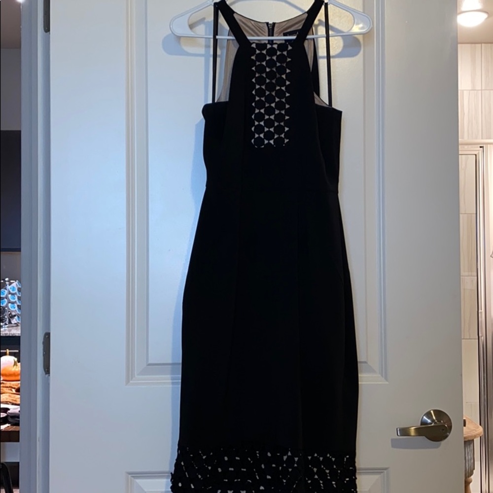 Black Cocktail Dress with Scallop Detail